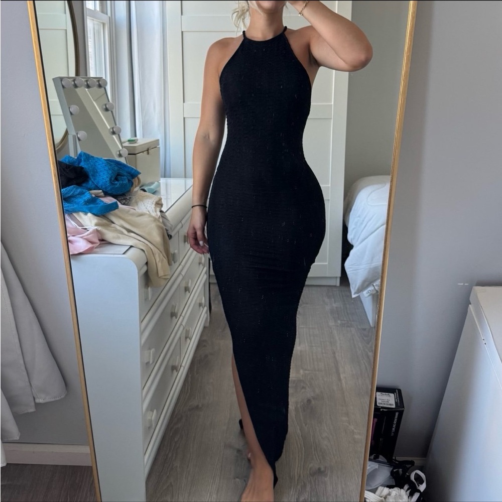 SHEIN Black Halter Maxi Dress